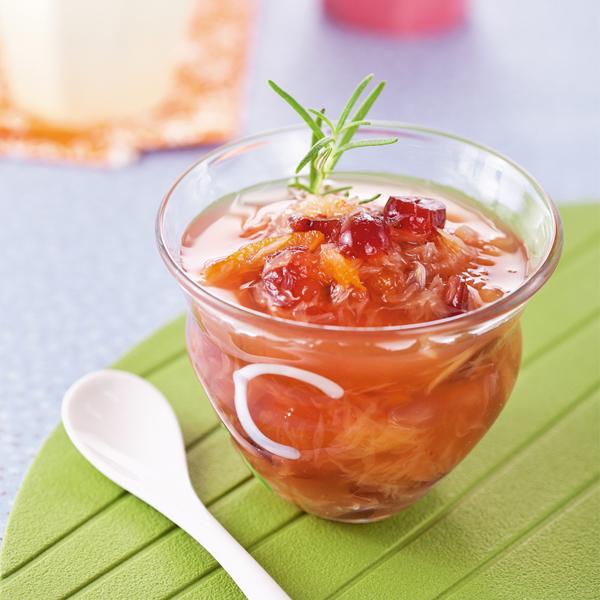 柚香蔓越莓酸甜醬汁適合做冰沙或水果茶。