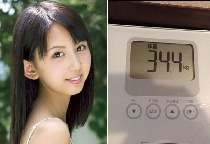 這個日本女優本來長得挺可愛的，但當她減肥到34kg時.......